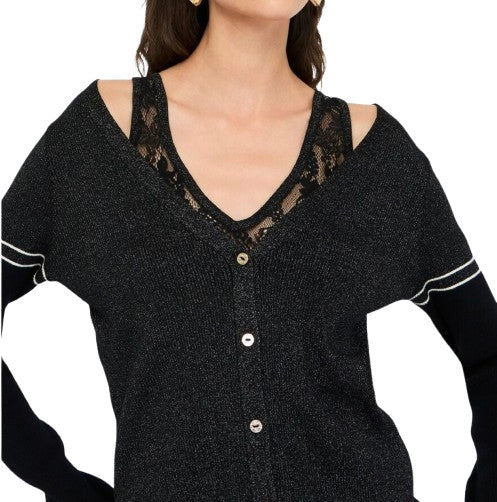 Cardigan donna Liu Jo in maglia nero E26LJ42 TF5027 MS49I A4348