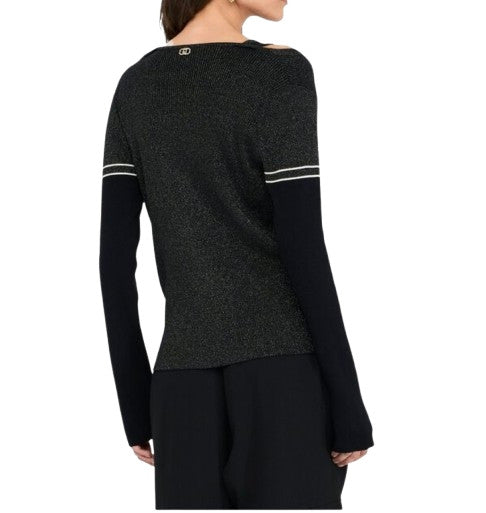 Cardigan donna Liu Jo in maglia nero E26LJ42 TF5027 MS49I A4348