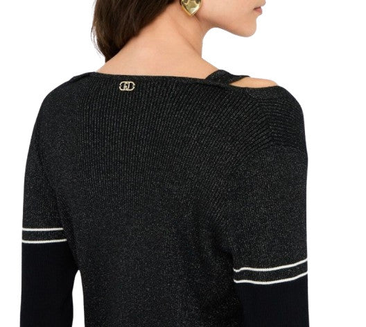 Cardigan donna Liu Jo in maglia nero E26LJ42 TF5027 MS49I A4348