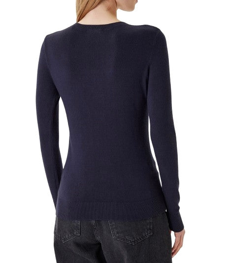 Maglione donna Guess Kiara triangle logo blu scuro E26GU18 W5YR23Z2NQ2 G7V2