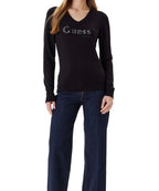 Maglione donna Guess Kenzie logo jet black E26GU19 W5YR24Z2NQ2 JBLK