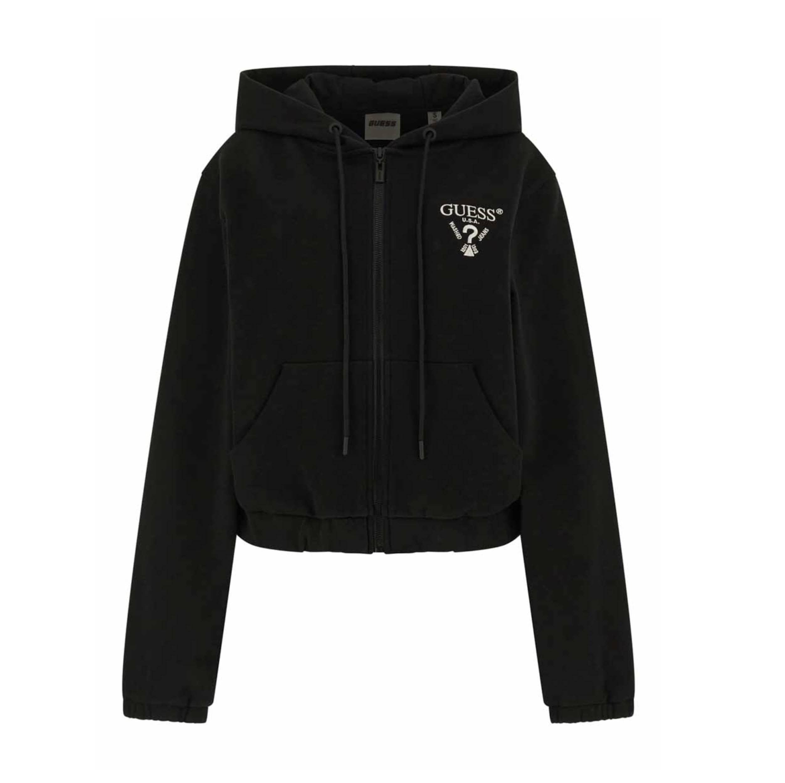 Felpa donna Guess Roberta Full Zip Sweatshirt black E26GU22 V5RQ20KC3D2 FJ8N