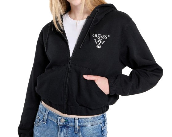 Felpa donna Guess Roberta Full Zip Sweatshirt black E26GU22 V5RQ20KC3D2 FJ8N