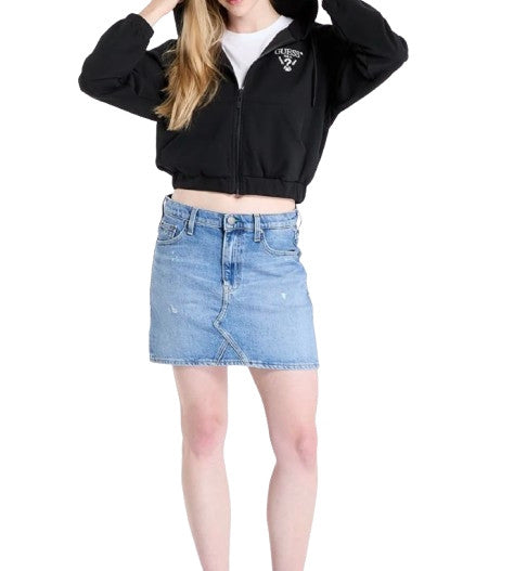 Felpa donna Guess Roberta Full Zip Sweatshirt black E26GU22 V5RQ20KC3D2 FJ8N