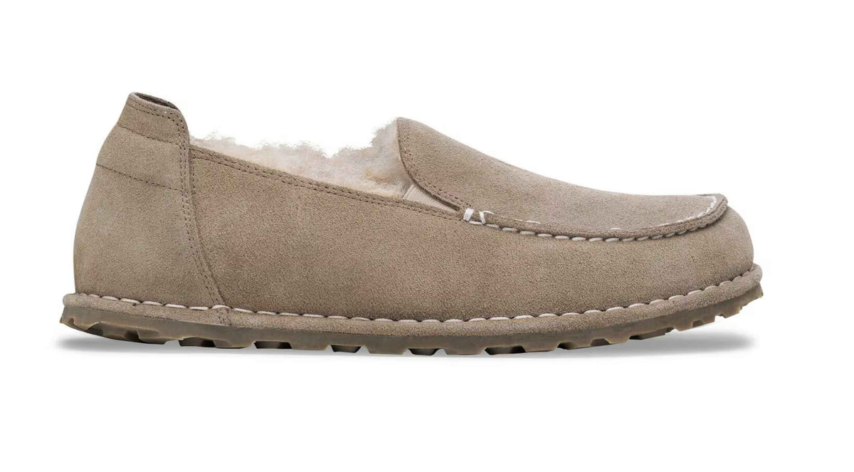 Scarpe donna Birkenstock mocassino Utti Shearling suede taupe D26BI07 1030182