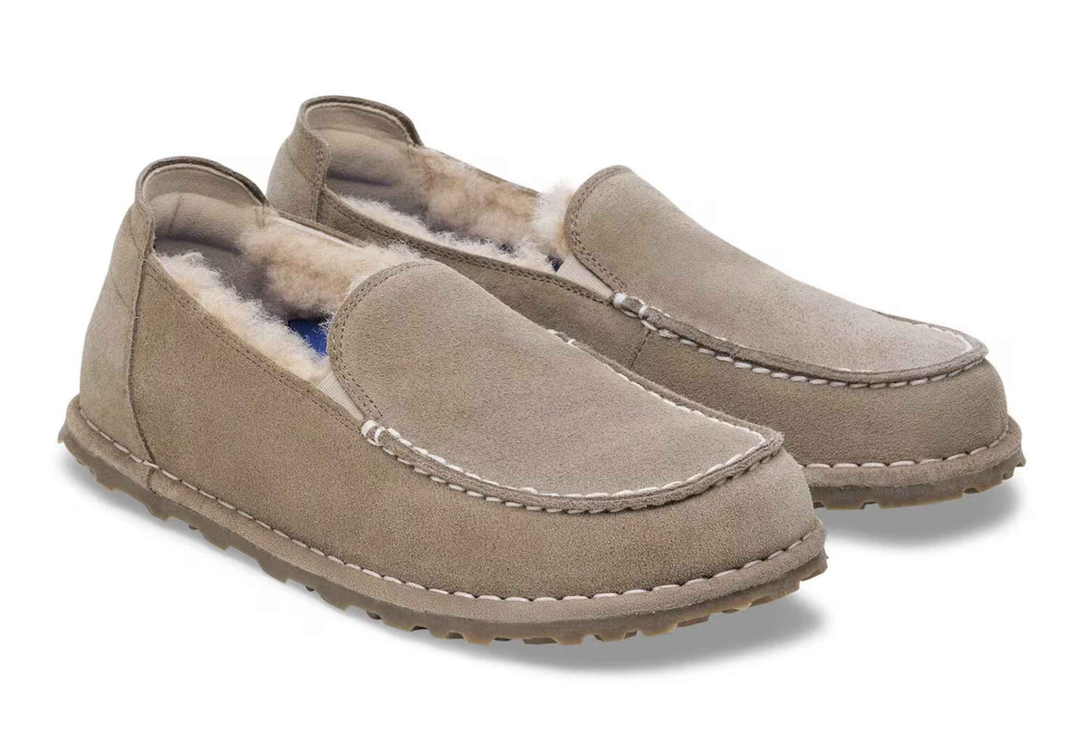 Scarpe donna Birkenstock mocassino Utti Shearling suede taupe D26BI07 1030182