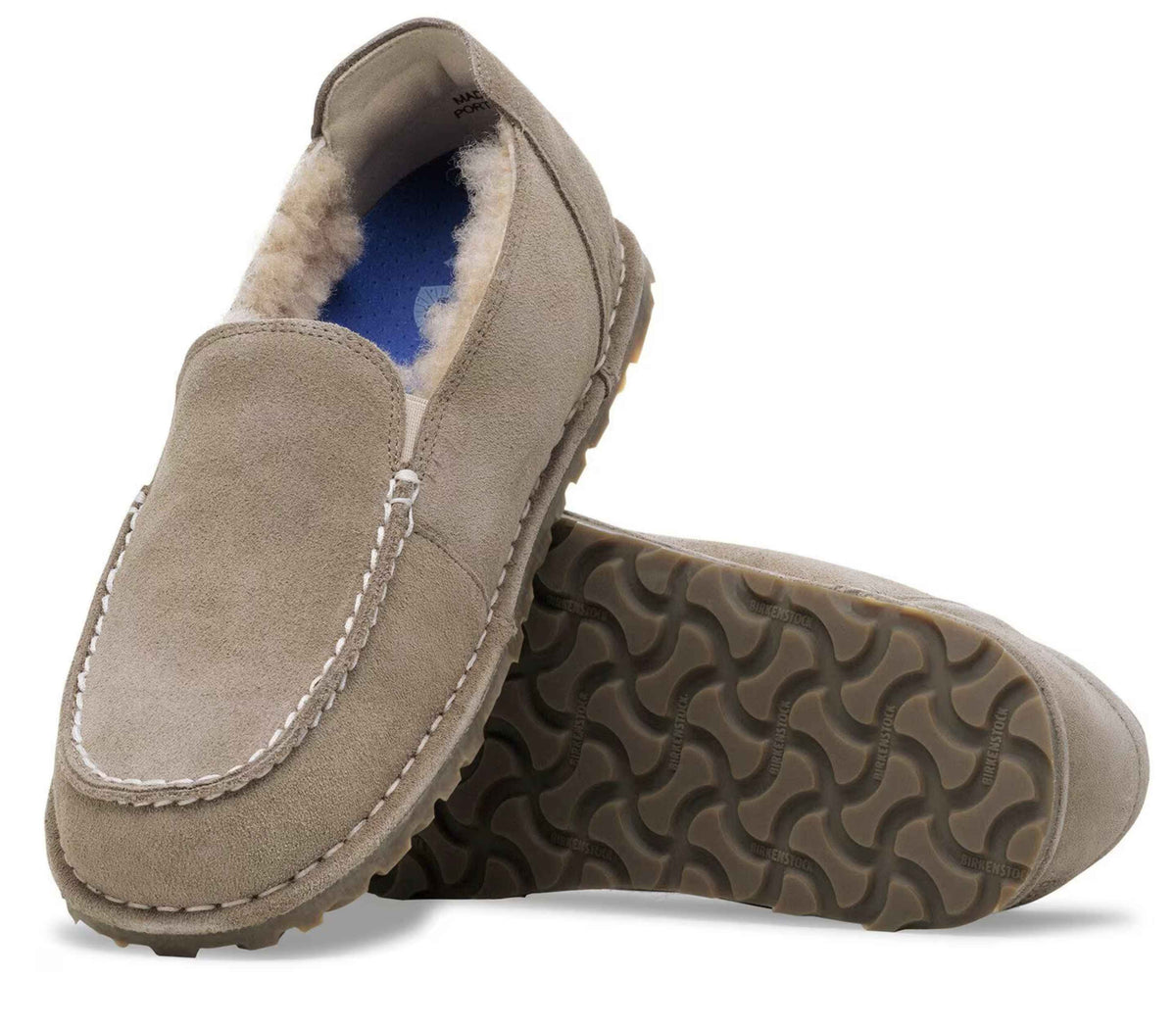 Scarpe donna Birkenstock mocassino Utti Shearling suede taupe D26BI07 1030182