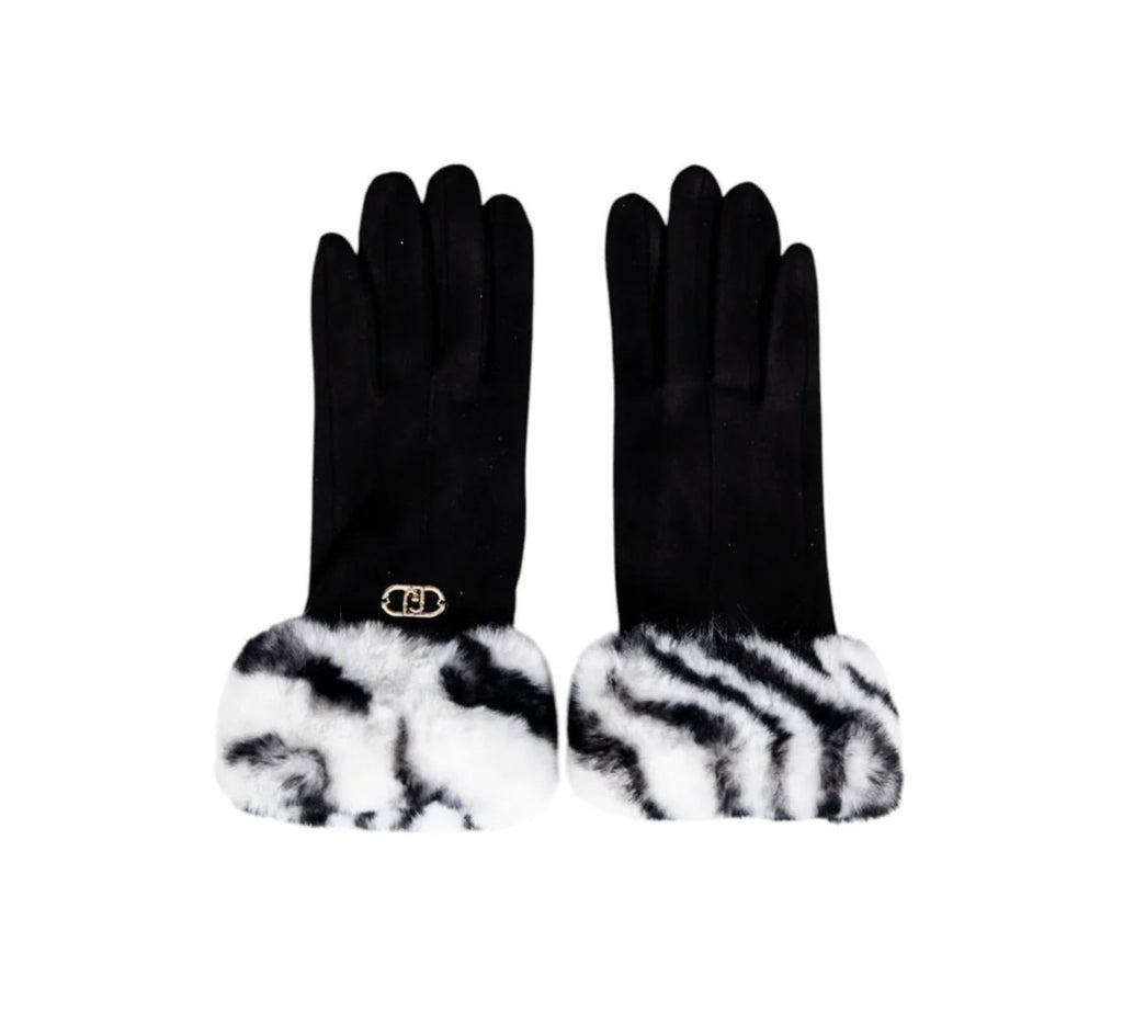 Guanti donna Liu-Jo effetto scamosciato nero/zebra C26LJ14 2F5063 T0300 S19D1