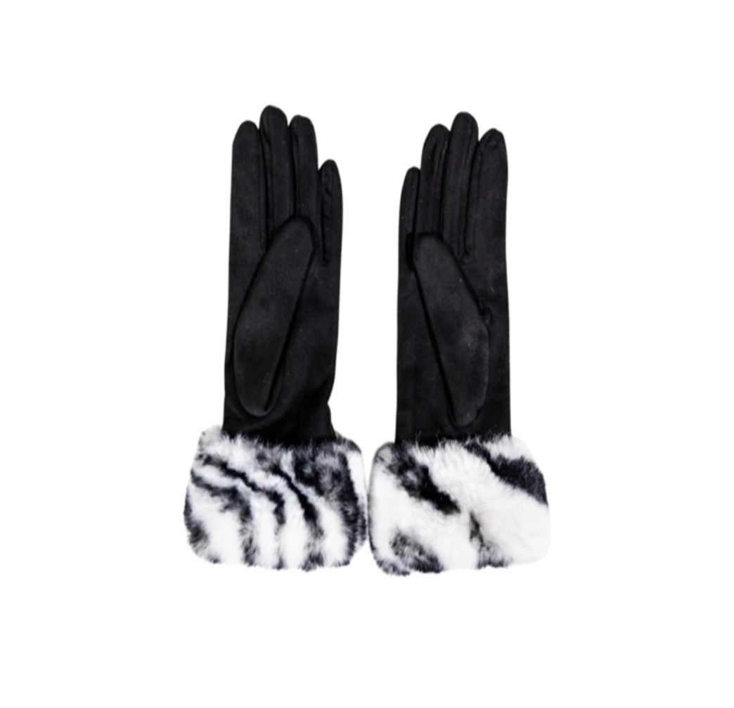 Guanti donna Liu-Jo effetto scamosciato nero/zebra C26LJ14 2F5063 T0300 S19D1