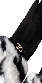 Guanti donna Liu-Jo effetto scamosciato nero/zebra C26LJ14 2F5063 T0300 S19D1