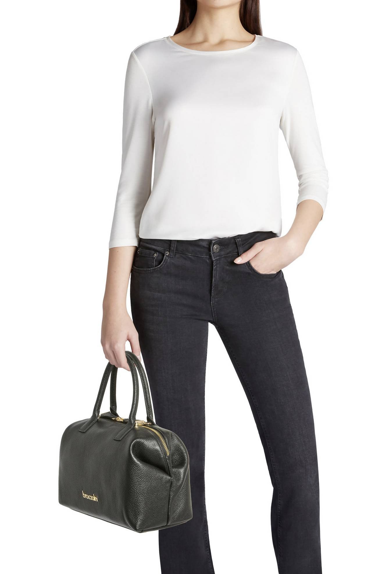 Borsa donna Braccialini bauletto Sara pelle black B26BR66 B18640