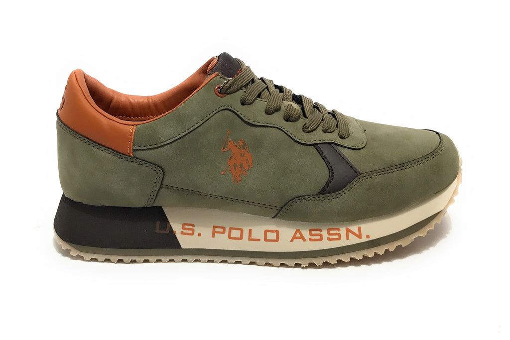 Scarpe U.S. Polo sneaker running Cleef006M in ecopelle scamosciata/tessuto verde U26UP15