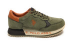Scarpe U.S. Polo sneaker running Cleef006M in ecopelle scamosciata/tessuto verde U26UP15