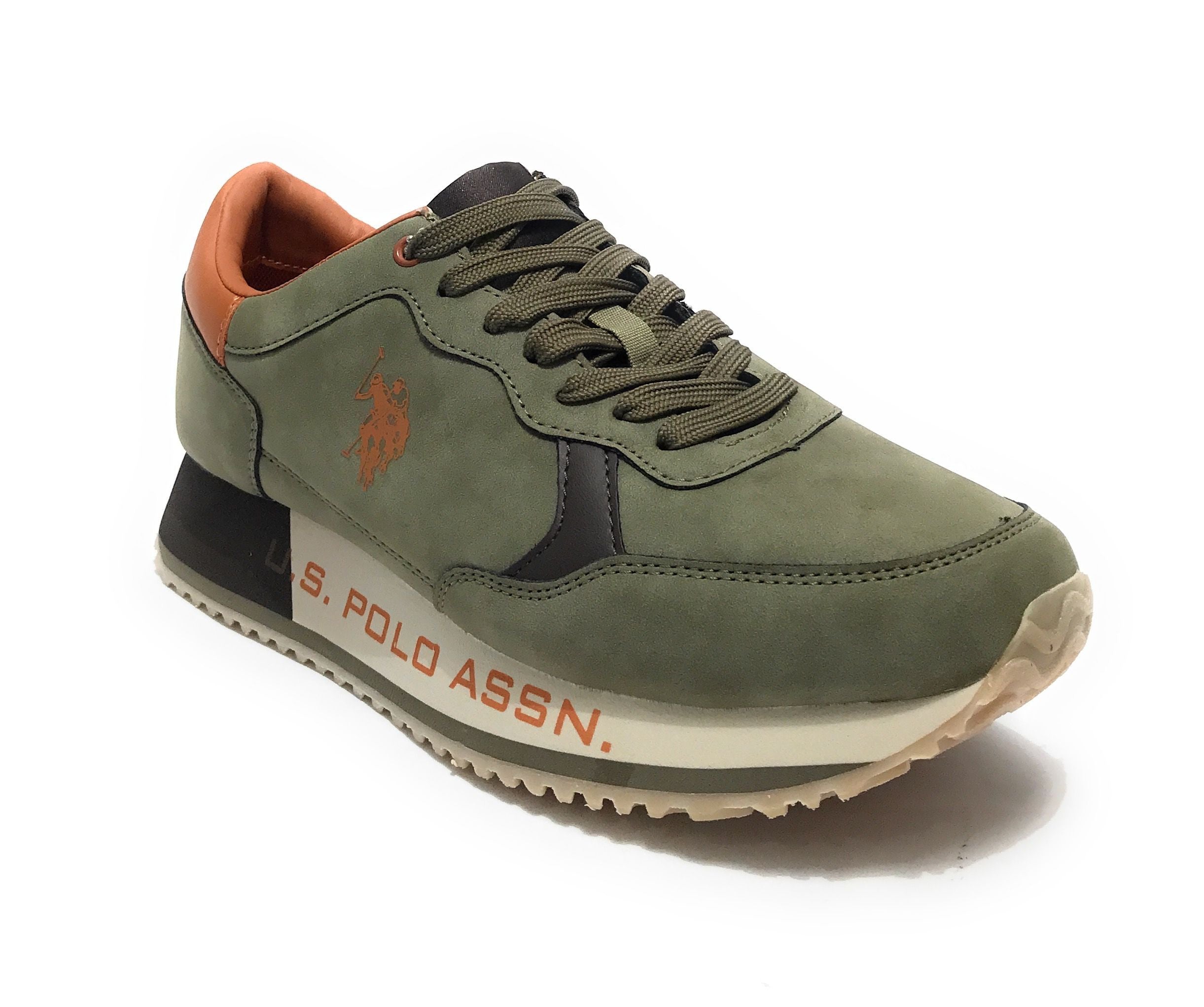 Scarpe U.S. Polo sneaker running Cleef006M in ecopelle scamosciata/tessuto verde U26UP15