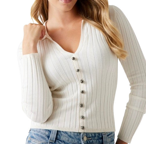Cardigan donna Guess a costine bianco E26GU41 W5BR51Z2YK2 G1O6
