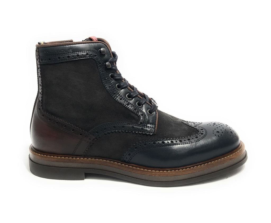 Scarpe uomo Ambitious polacchino stringato in pelle navy combi U26AM10 12432-6553AM