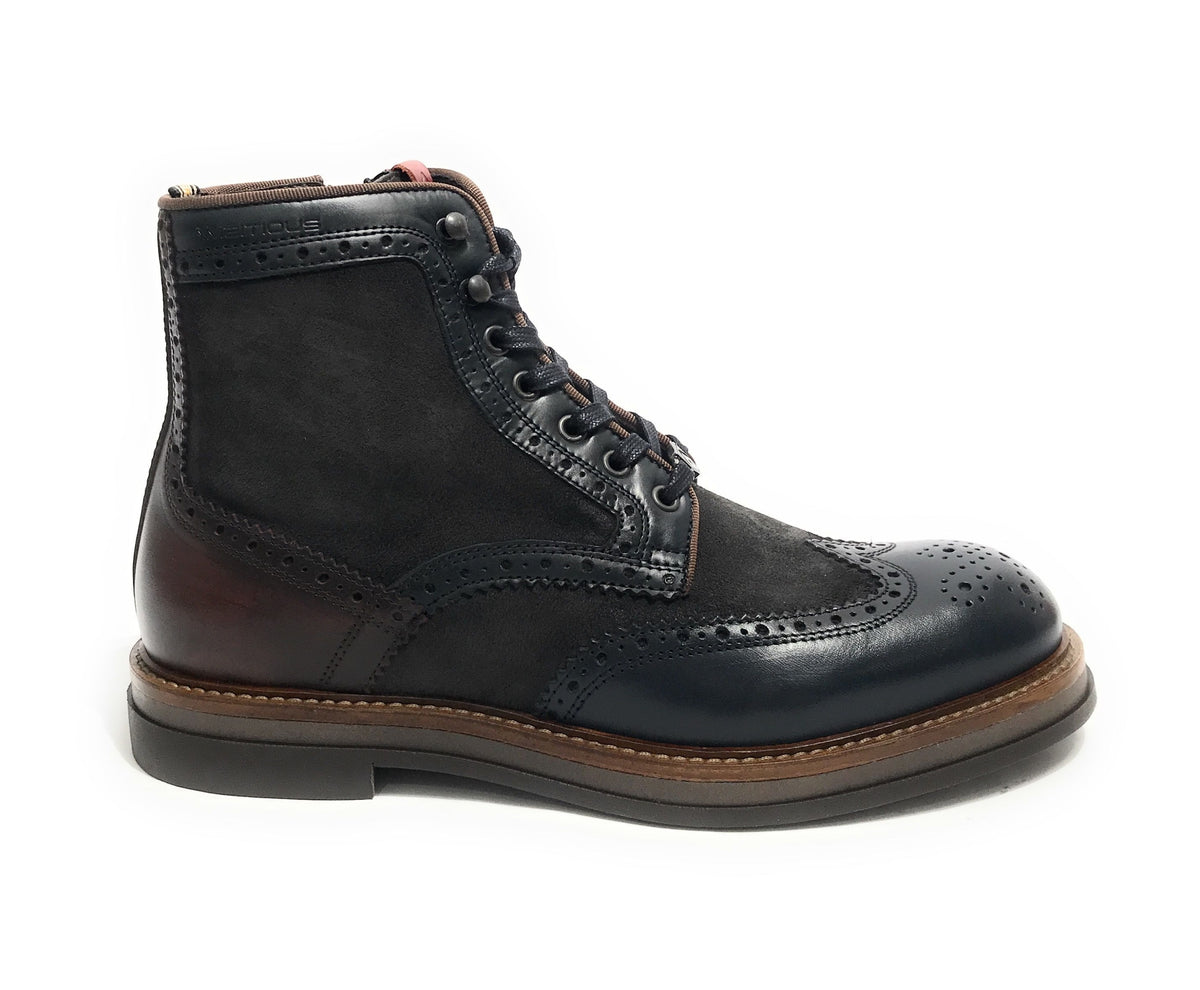 Scarpe uomo Ambitious polacchino stringato in pelle navy combi U26AM10 12432-6553AM