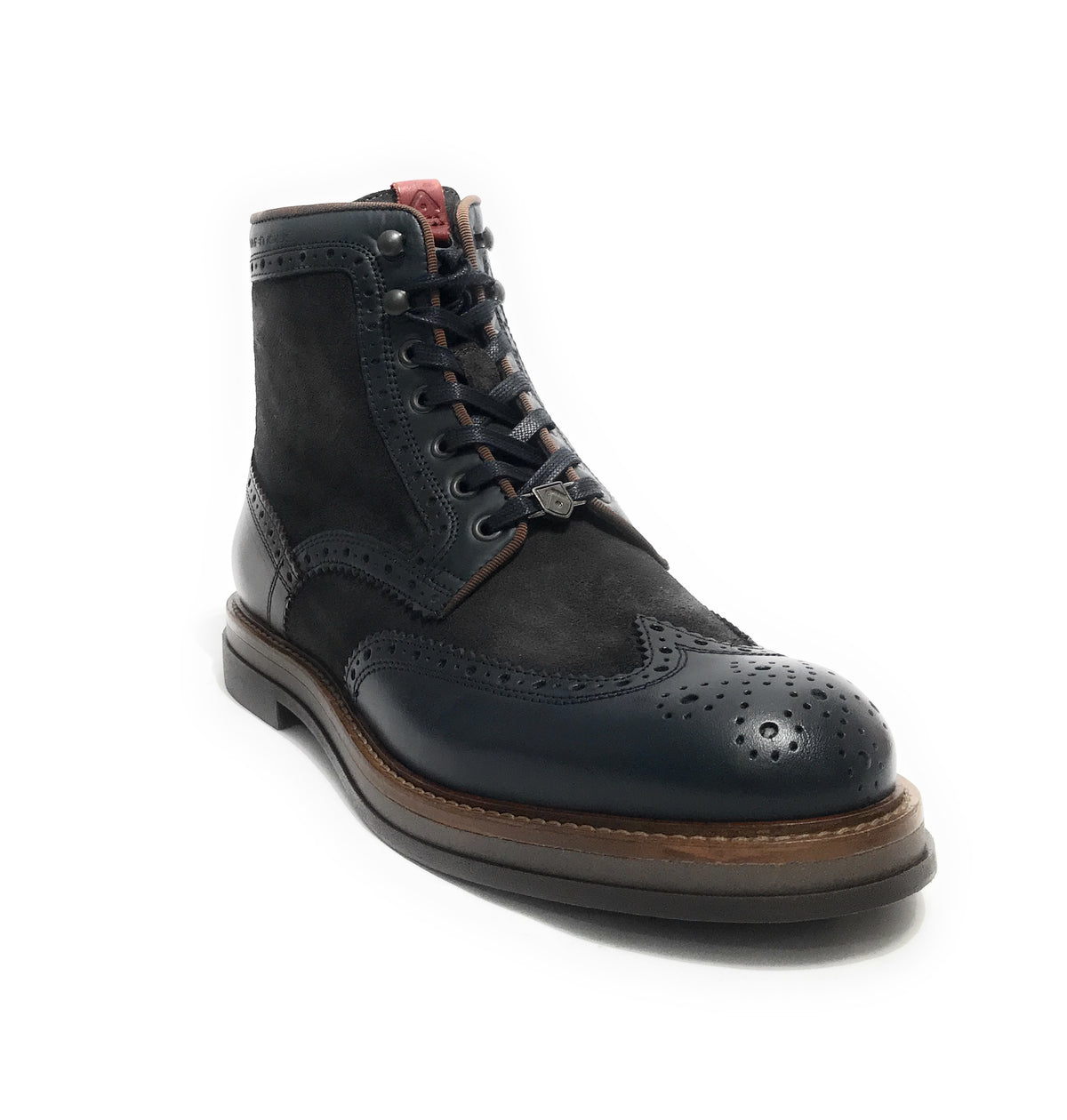 Scarpe uomo Ambitious polacchino stringato in pelle navy combi U26AM10 12432-6553AM
