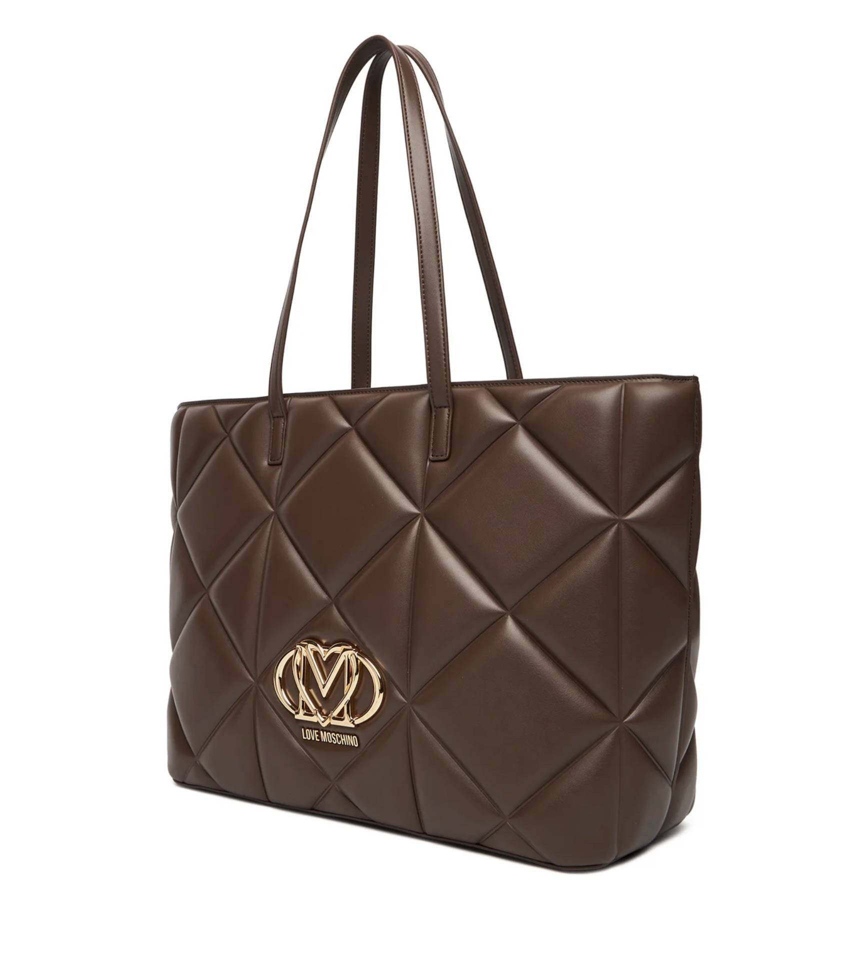 Borsa donna Love Moschino shopper trapuntata cioccolato B26MO103 JC4120