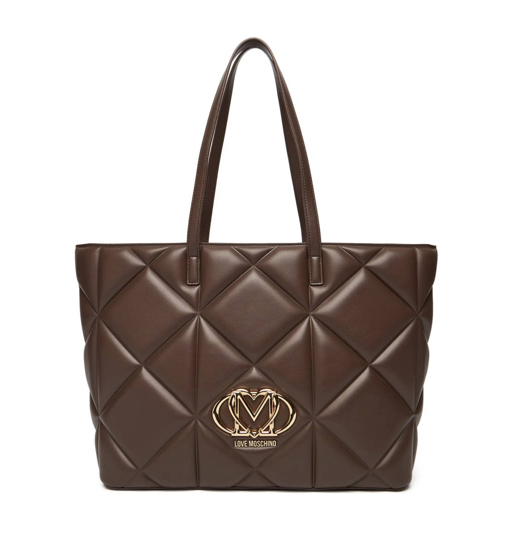 Borsa donna Love Moschino shopper trapuntata cioccolato B26MO103 JC4120