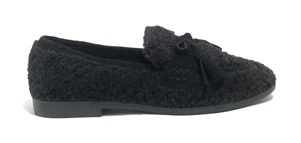 Scarpe donna Emanuélle Vee mocassino Victoria tessuto teddy nero D26EV31 452M-805-11-T164