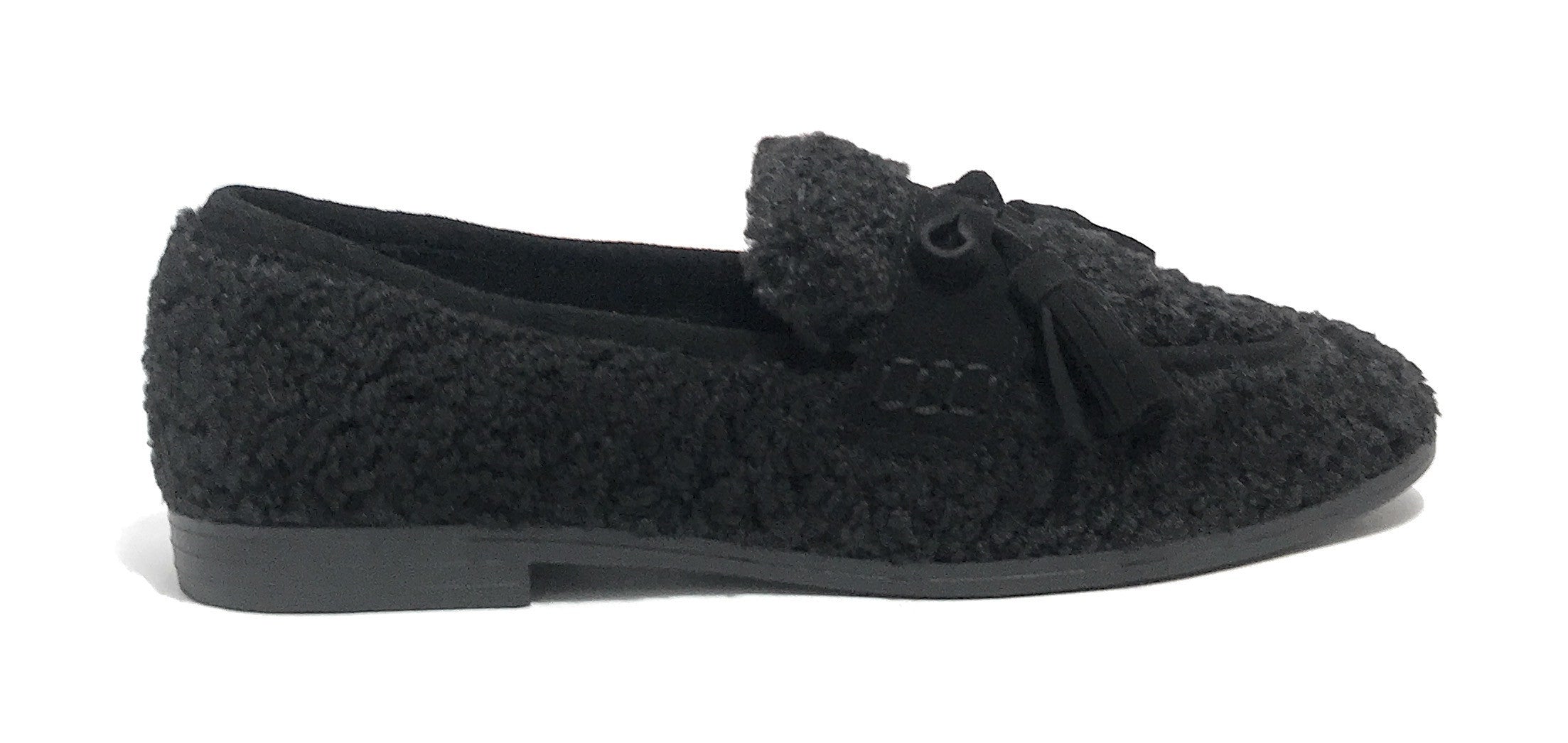 Scarpe donna Emanuélle Vee mocassino Victoria tessuto teddy nero D26EV31 452M-805-11-T164