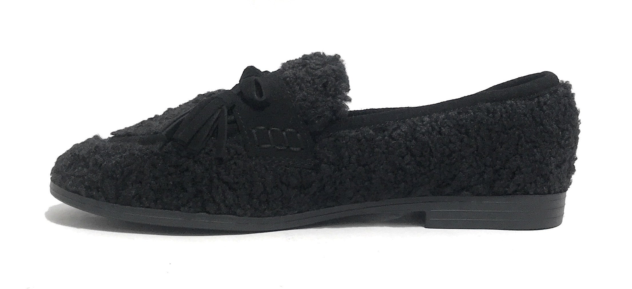 Scarpe donna Emanuélle Vee mocassino Victoria tessuto teddy nero D26EV31 452M-805-11-T164
