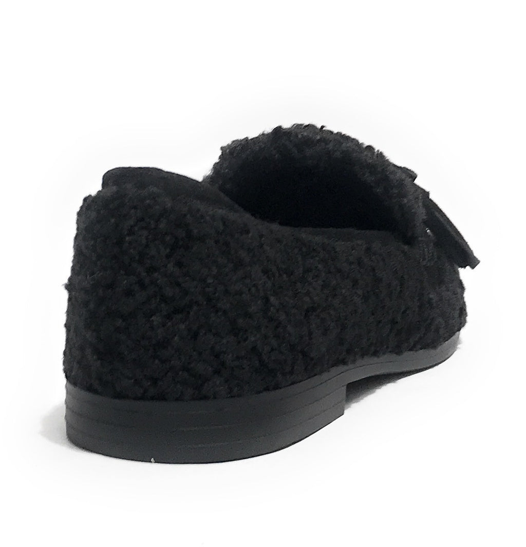 Scarpe donna Emanuélle Vee mocassino Victoria tessuto teddy nero D26EV31 452M-805-11-T164