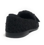 Scarpe donna Emanuélle Vee mocassino Victoria tessuto teddy nero D26EV31 452M-805-11-T164