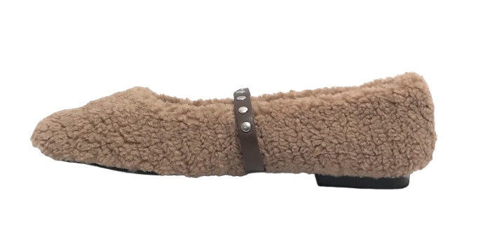 Scarpe donna Emanuélle Vee ballerina margaret tessuto teddy taupe D26EV24 452M-804-10-T164