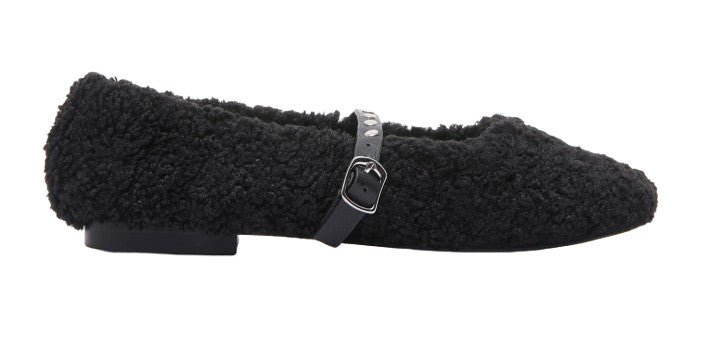 Scarpe donna Emanuélle Vee ballerina margaret tessuto teddy black D26EV25 452M-804-10-T164