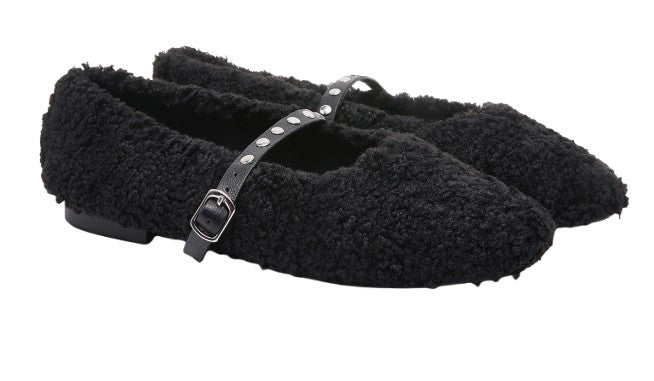 Scarpe donna Emanuélle Vee ballerina margaret tessuto teddy black D26EV25 452M-804-10-T164