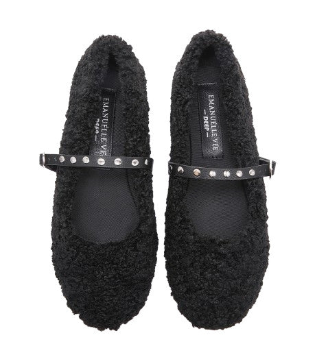 Scarpe donna Emanuélle Vee ballerina margaret tessuto teddy black D26EV25 452M-804-10-T164
