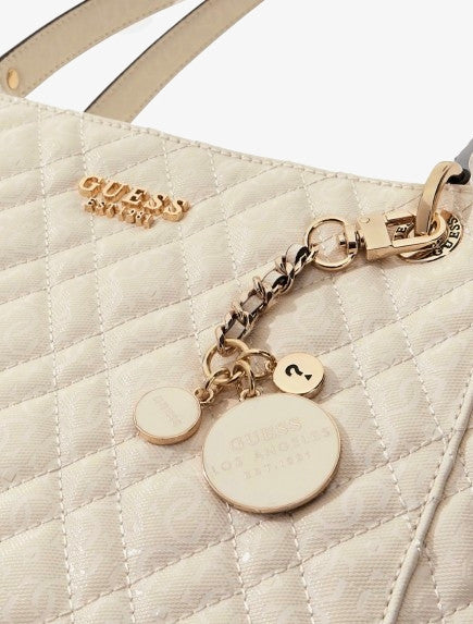 Borsa donna a spalla Guess Isemay Noel tote white BS26GU102 GG962825