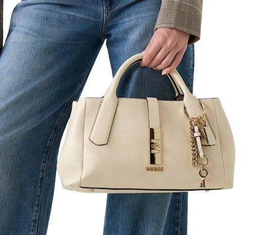 Borsa donna Guess a mano/ tracolla Brooke high society satchel white BS26GU107 BG989706