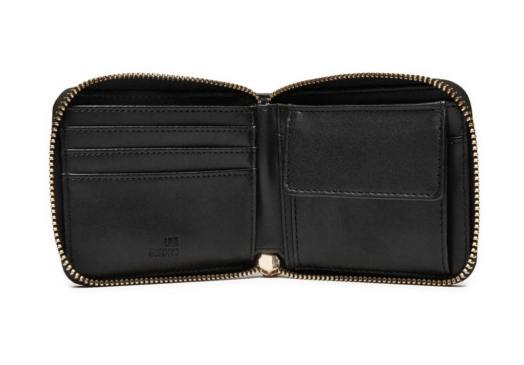 Portafoglio donna Love Moschino zip around small nero/ gold A26MO13 JC5639PP1NLD0000