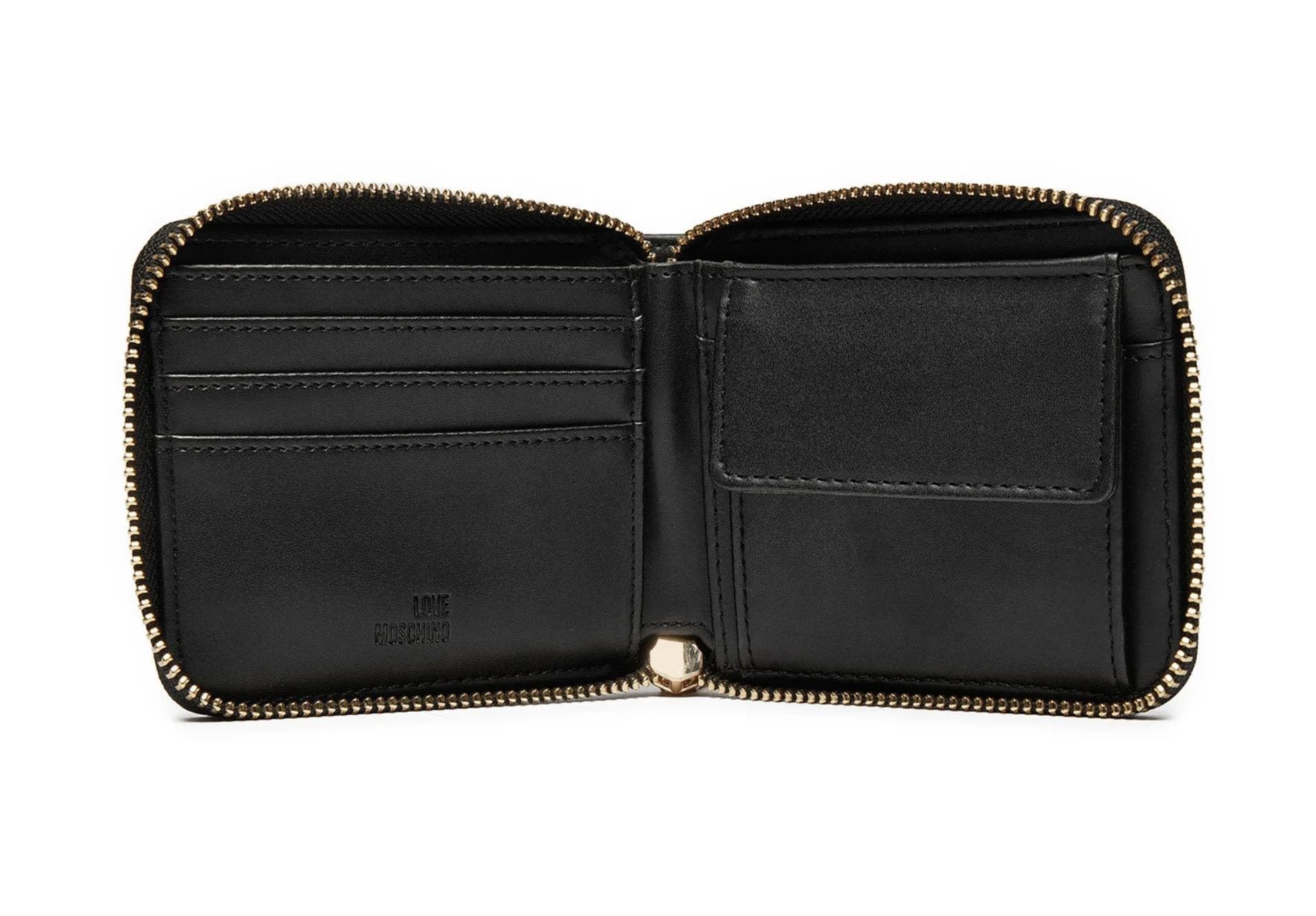Portafoglio donna Love Moschino zip around small nero/ gold A26MO13 JC5639PP1NLD0000