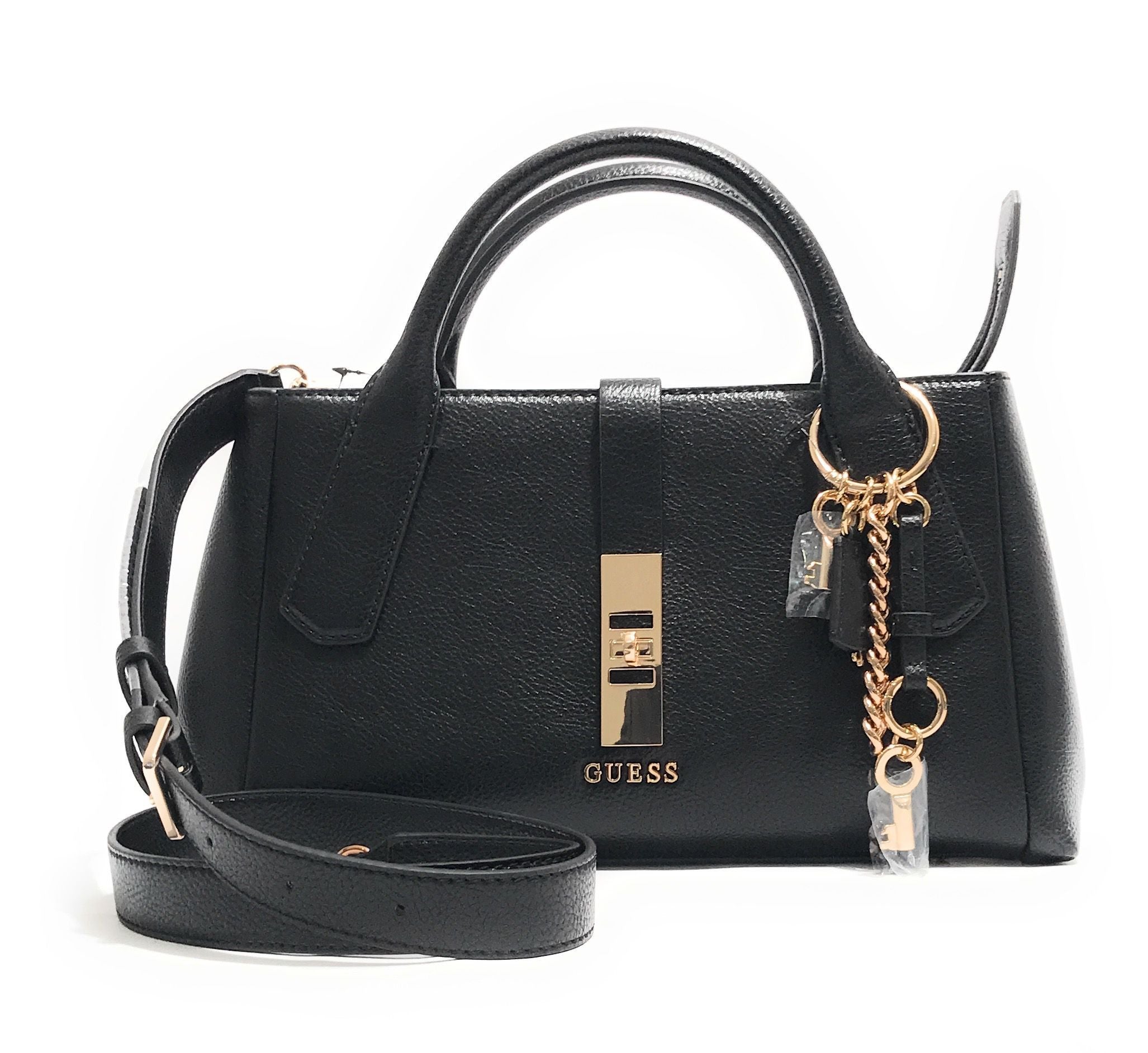 Borsa donna Guess a mano/ tracolla Brooke high society satchel black BS26GU08 BG989706
