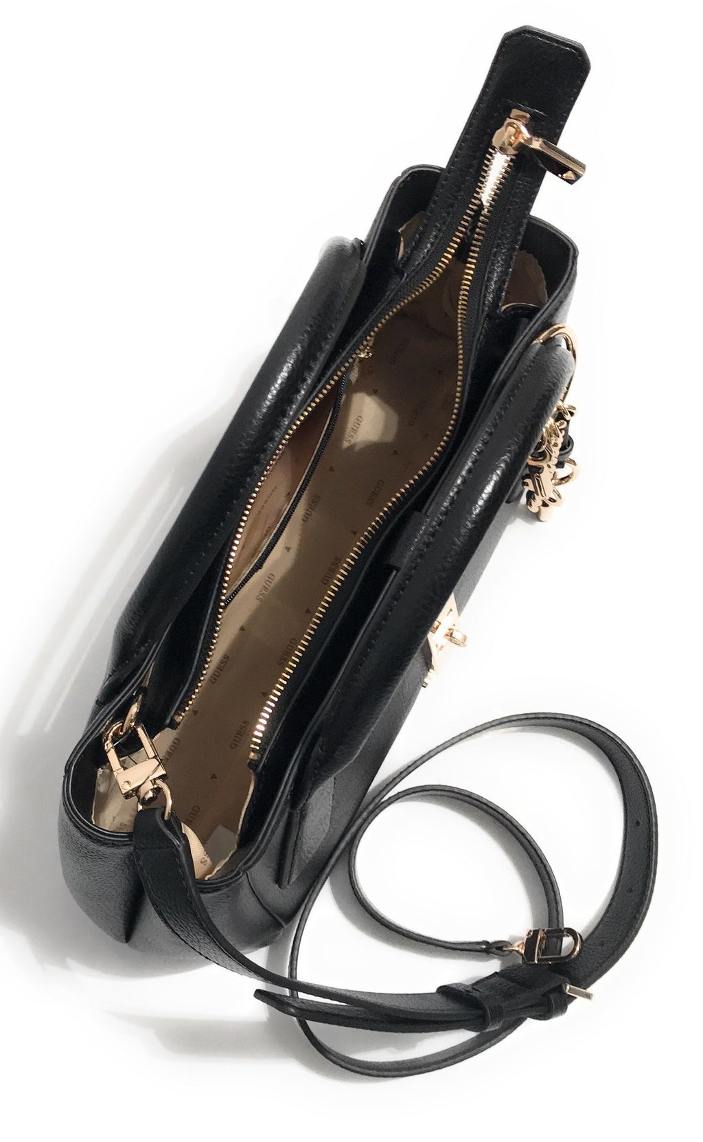 Borsa donna Guess a mano/ tracolla Brooke high society satchel black BS26GU08 BG989706