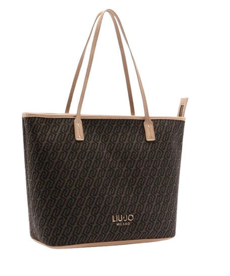 Borsa donna Liu-jo Evrim Tote jacquard testa di moro BS26LJ03 AA6070 T378A