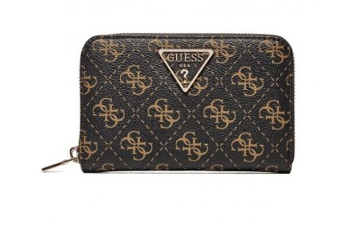 Portafoglio donna Guess zip around Laurel slg brown multilogo AS25GU12 QE8500140