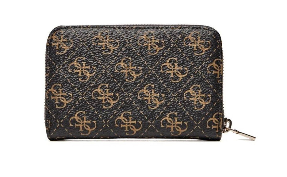 Portafoglio donna Guess zip around Laurel slg brown multilogo AS25GU12 QE8500140