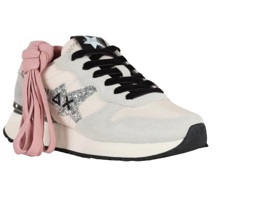 Scarpe Sun68 sneaker Stargirl glitter logo bianco panna D26SU12 Z45217