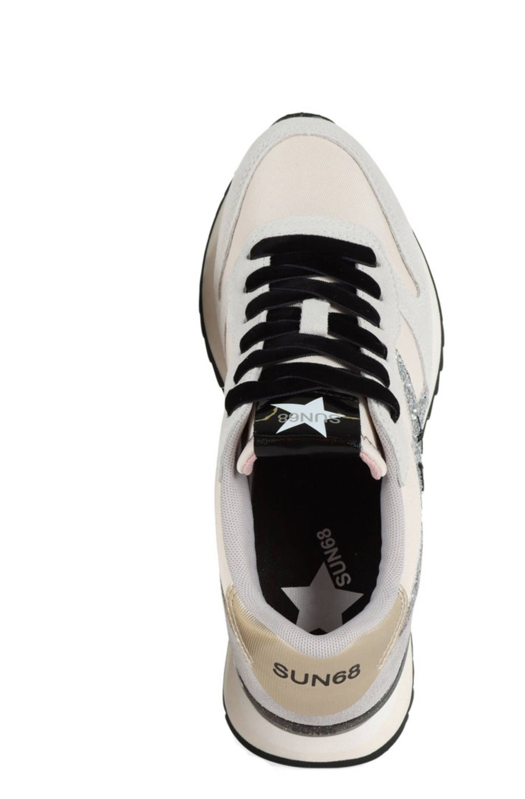 Scarpe Sun68 sneaker Stargirl glitter logo bianco panna D26SU12 Z45217
