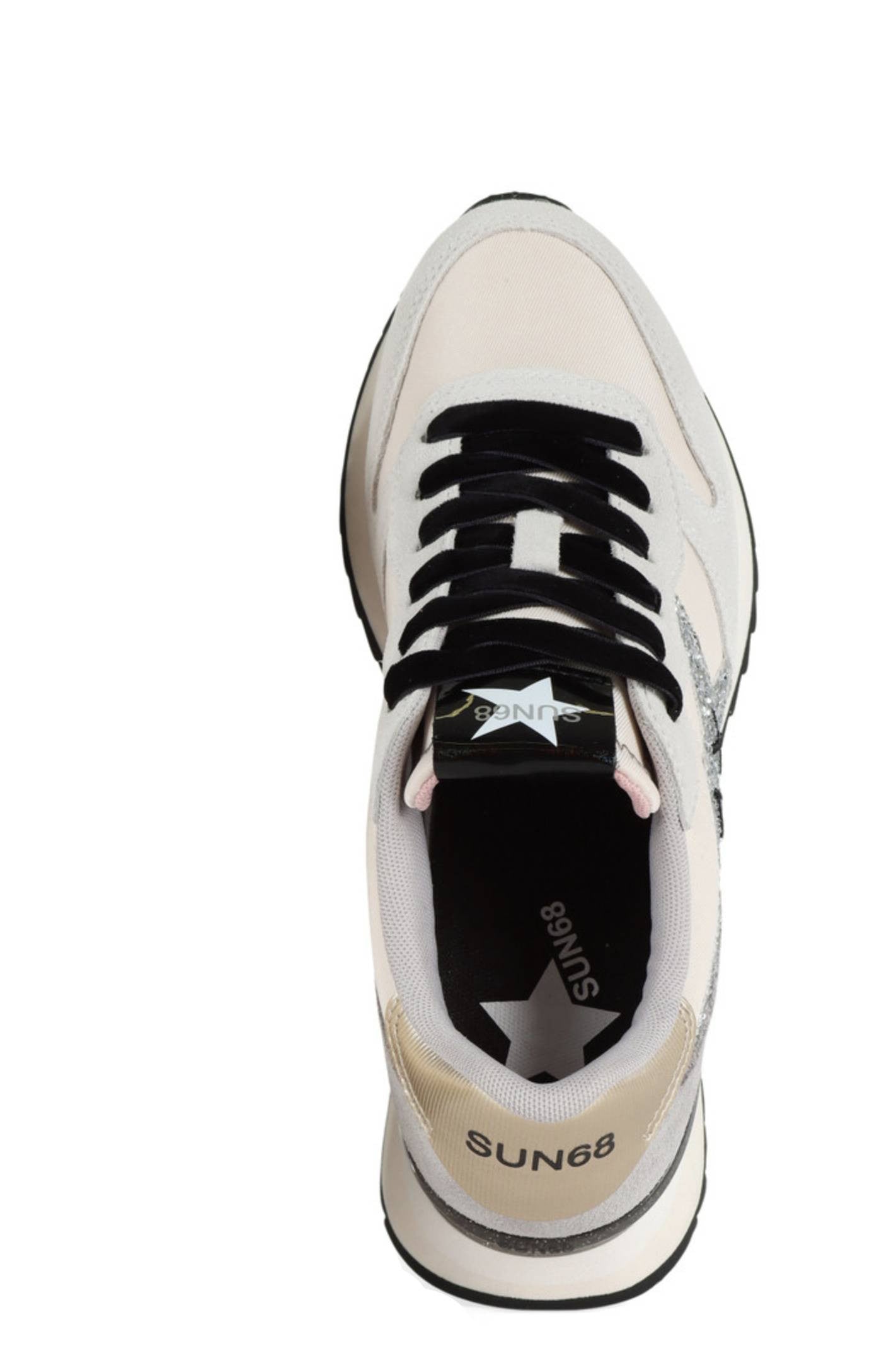 Scarpe Sun68 sneaker Stargirl glitter logo bianco panna D26SU12 Z45217
