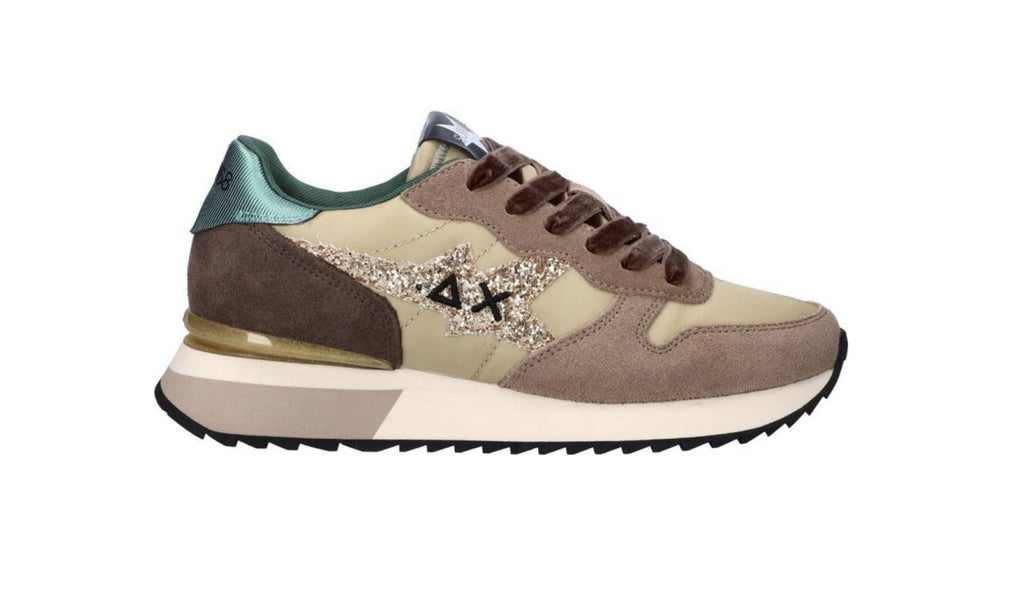 Scarpe Sun68 sneaker Stargirl glitter logo beige scuro D26SU13 Z45217