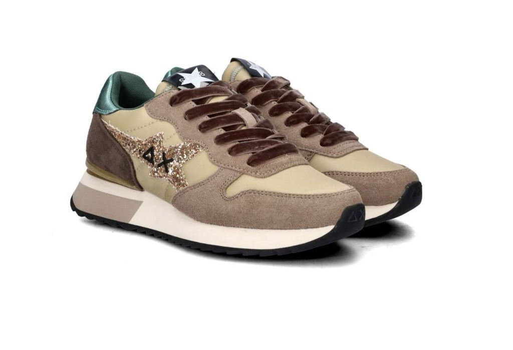 Scarpe Sun68 sneaker Stargirl glitter logo beige scuro D26SU13 Z45217