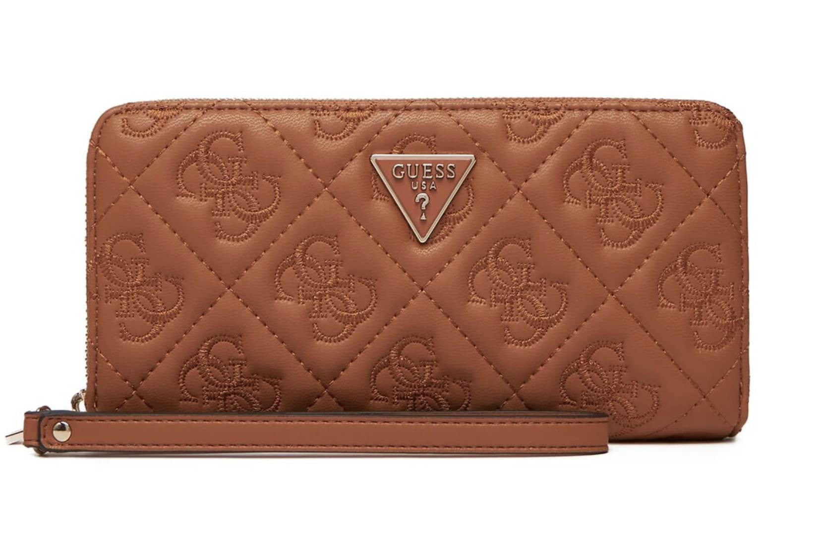Portafoglio Guess Adelasia Quilted Logo zip around caramel A26GU08 QL9658146