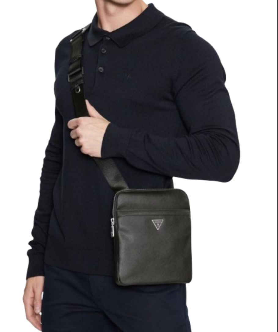 Borsa Guess tracolla uomo certosa xbody flat saffiano black UBS26GU02 HMECSAP3123