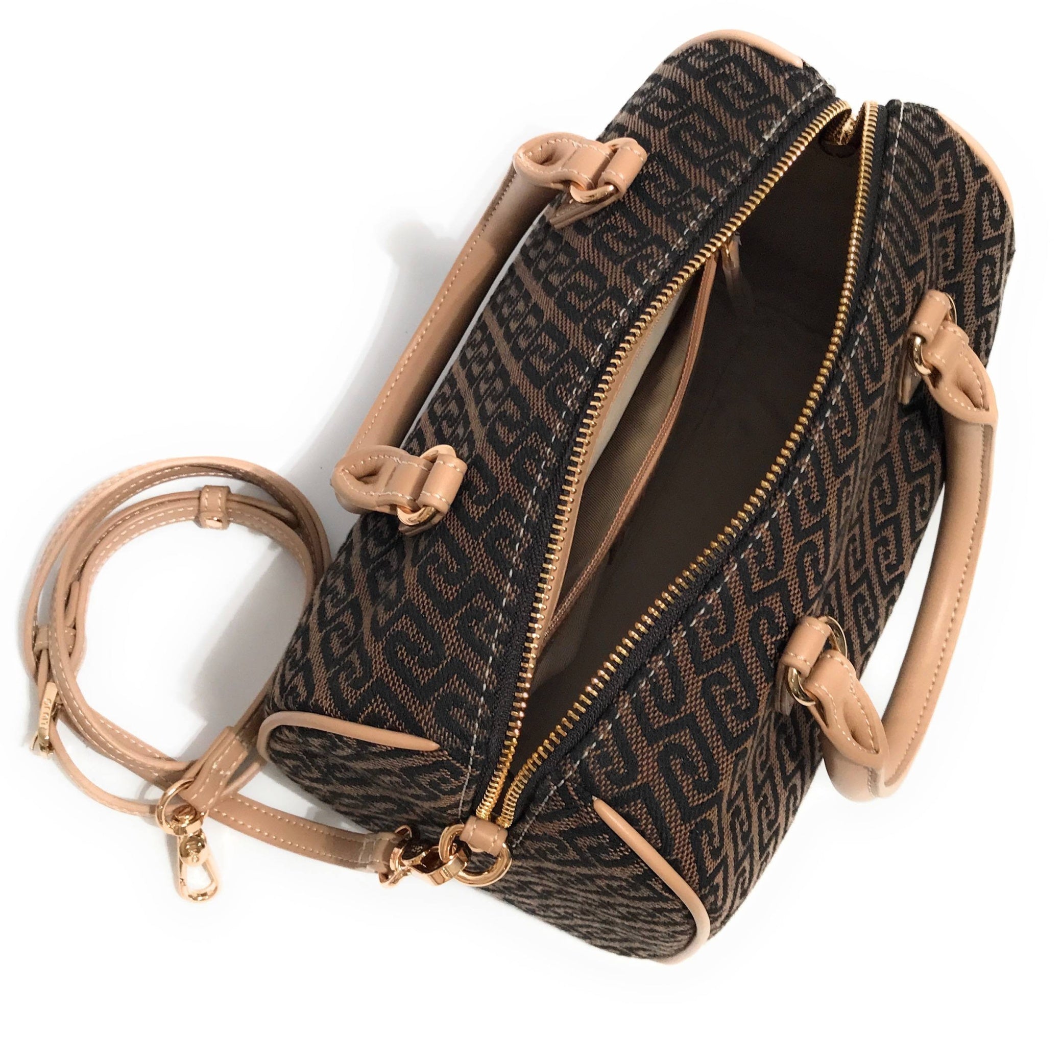 Borsa donna bauletto Liu-jo Evrim Satchel S jacquard testa di moro BS26LJ13 AA6052 T378A